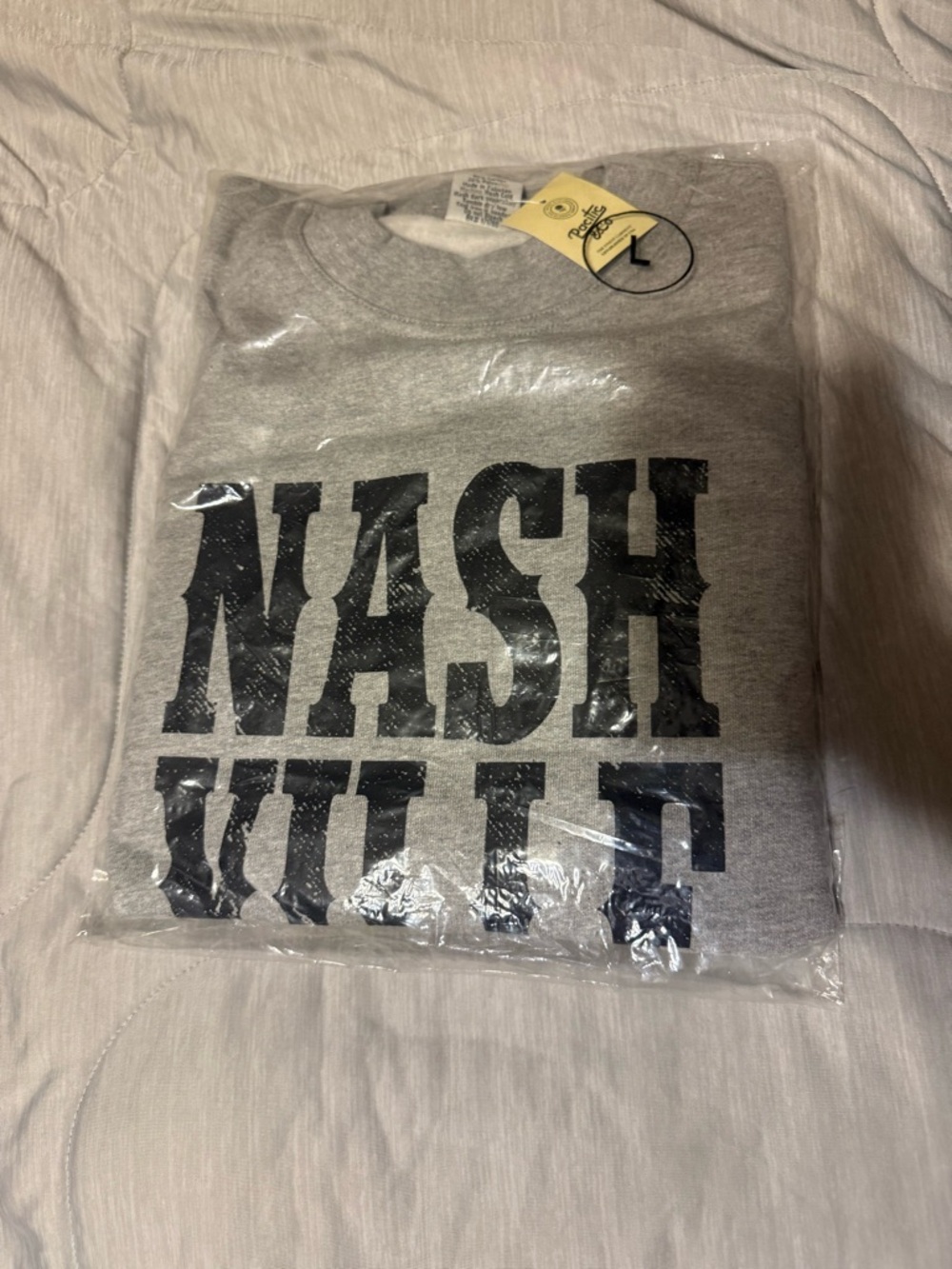 Pacifica Gray Nashville Graphic Crew Sweatshirt with Black Print